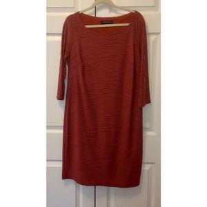 Women Sharagamo Textured Burnt Orange Shift 3/4 Sleeve Dress size 14W